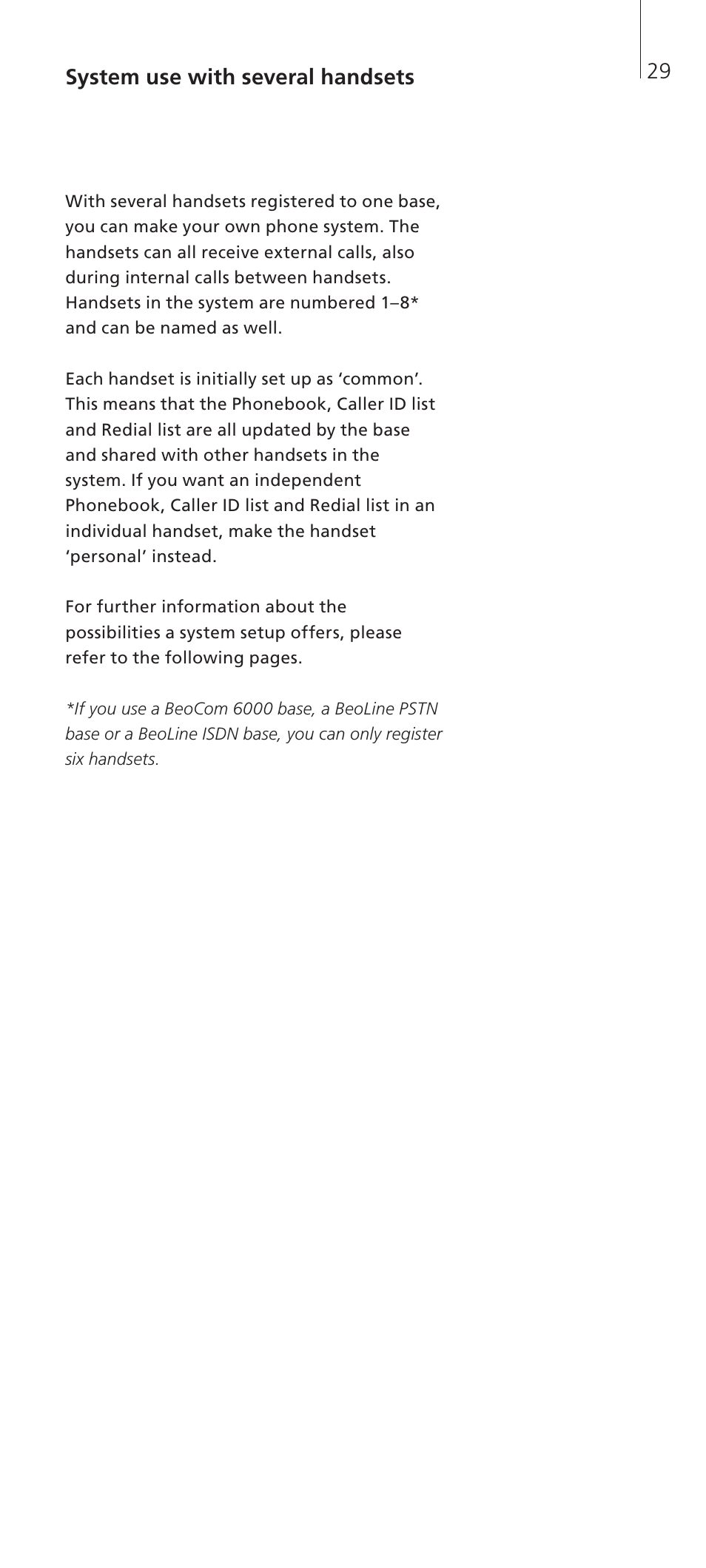 System use with several handsets | Bang & Olufsen BeoCom 2 - User Guide User Manual | Page 29 / 40