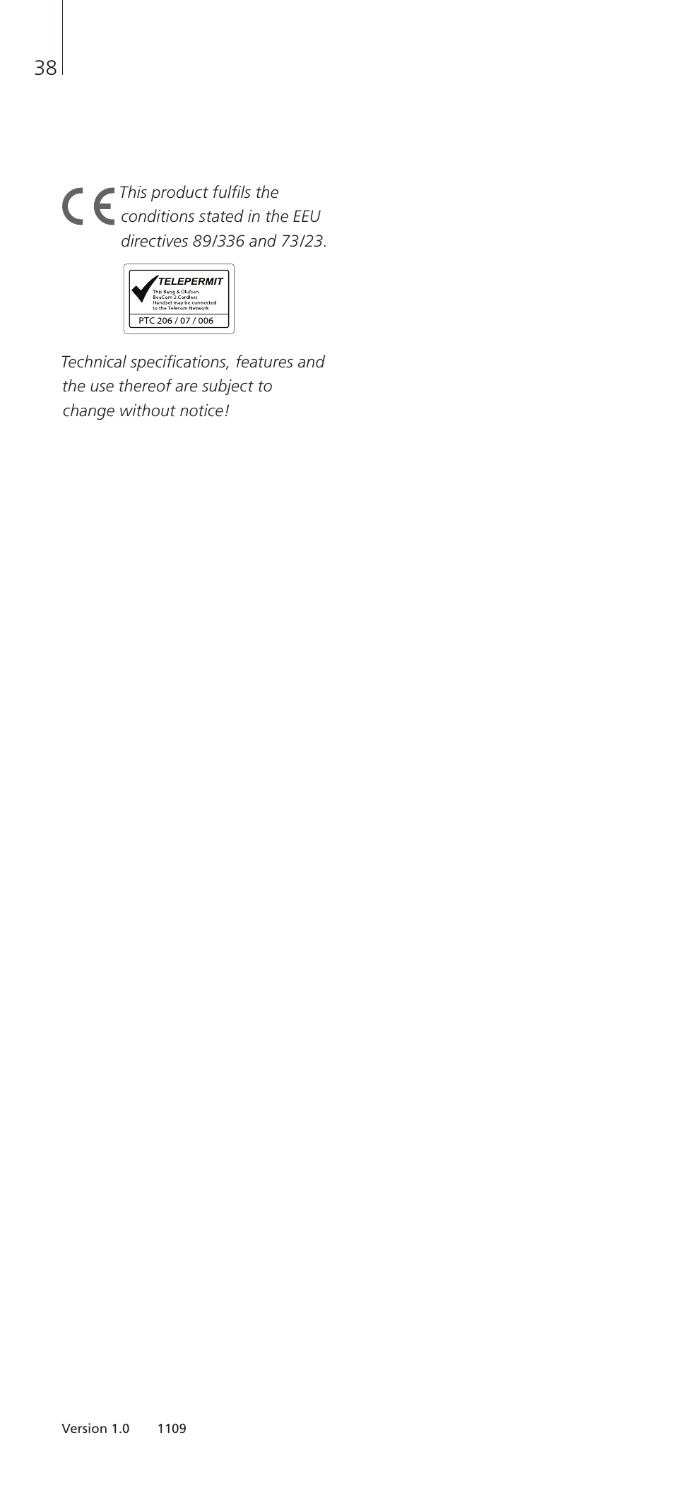 Bang & Olufsen BeoCom 2 - User Guide User Manual | Page 38 / 40