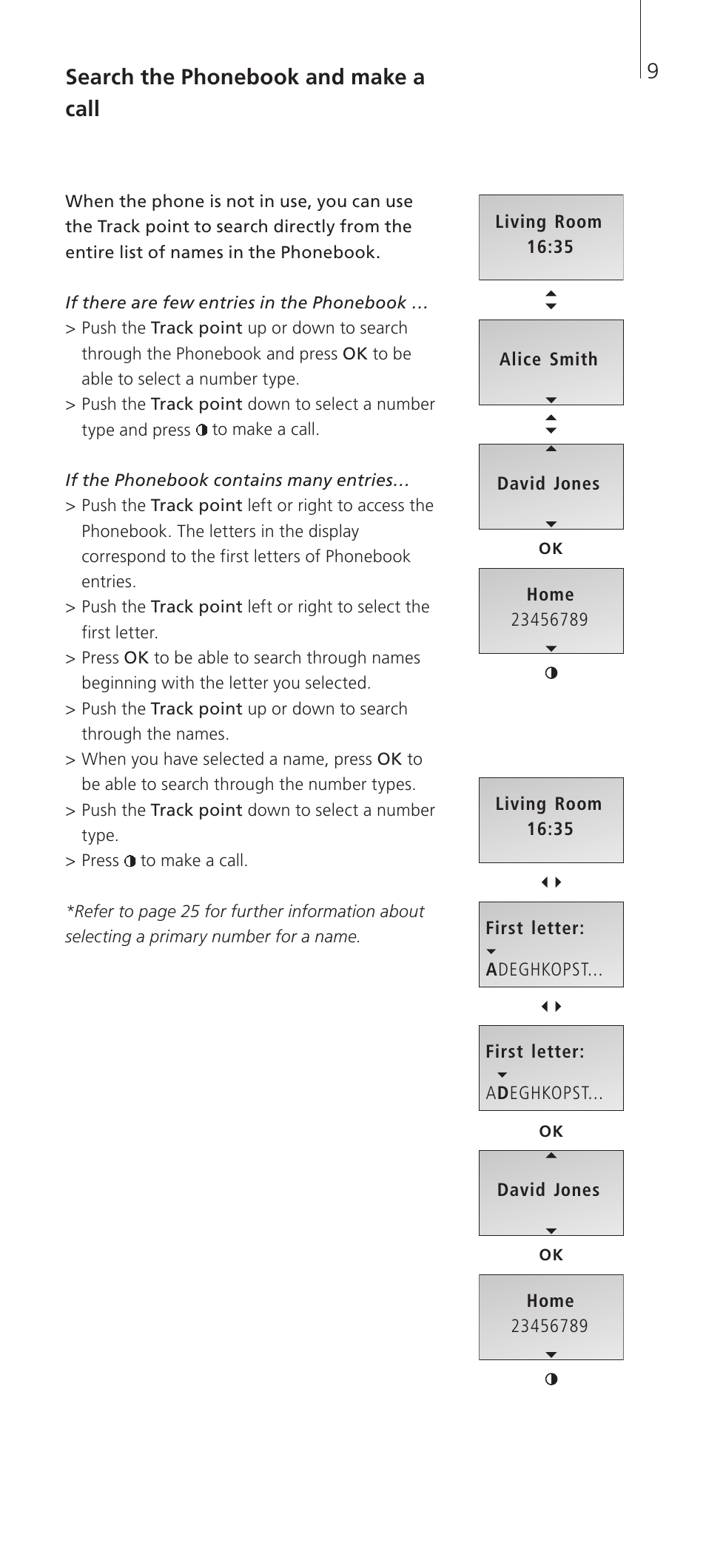 Search the phonebook and make a call | Bang & Olufsen BeoCom 2 - User Guide User Manual | Page 9 / 40