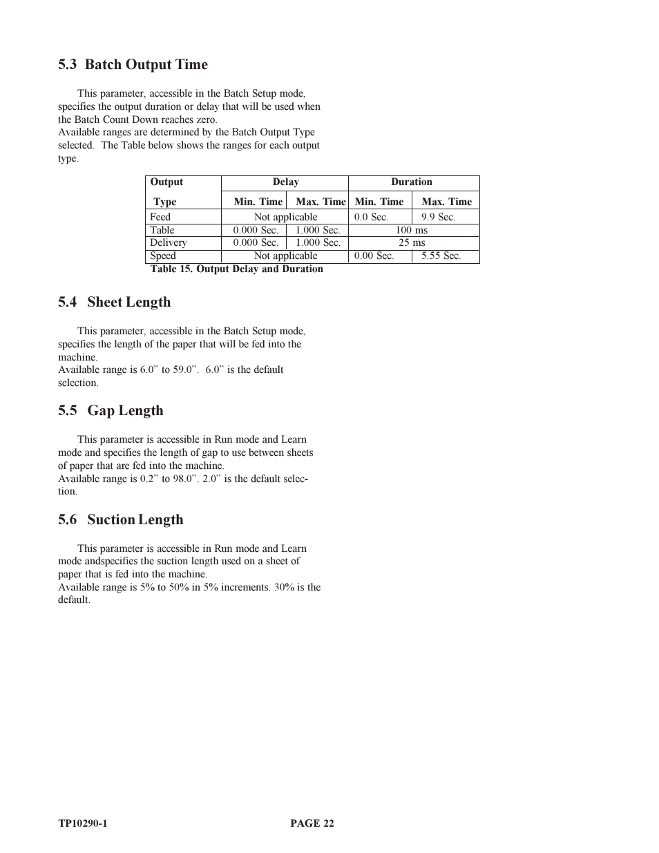 3 batch output time, 4 sheet length, 5 gap length | 6 suction length | Baumfolder BAUM15: Pile Folder 1st Station (from 1999 thru 2005) User Manual | Page 22 / 50