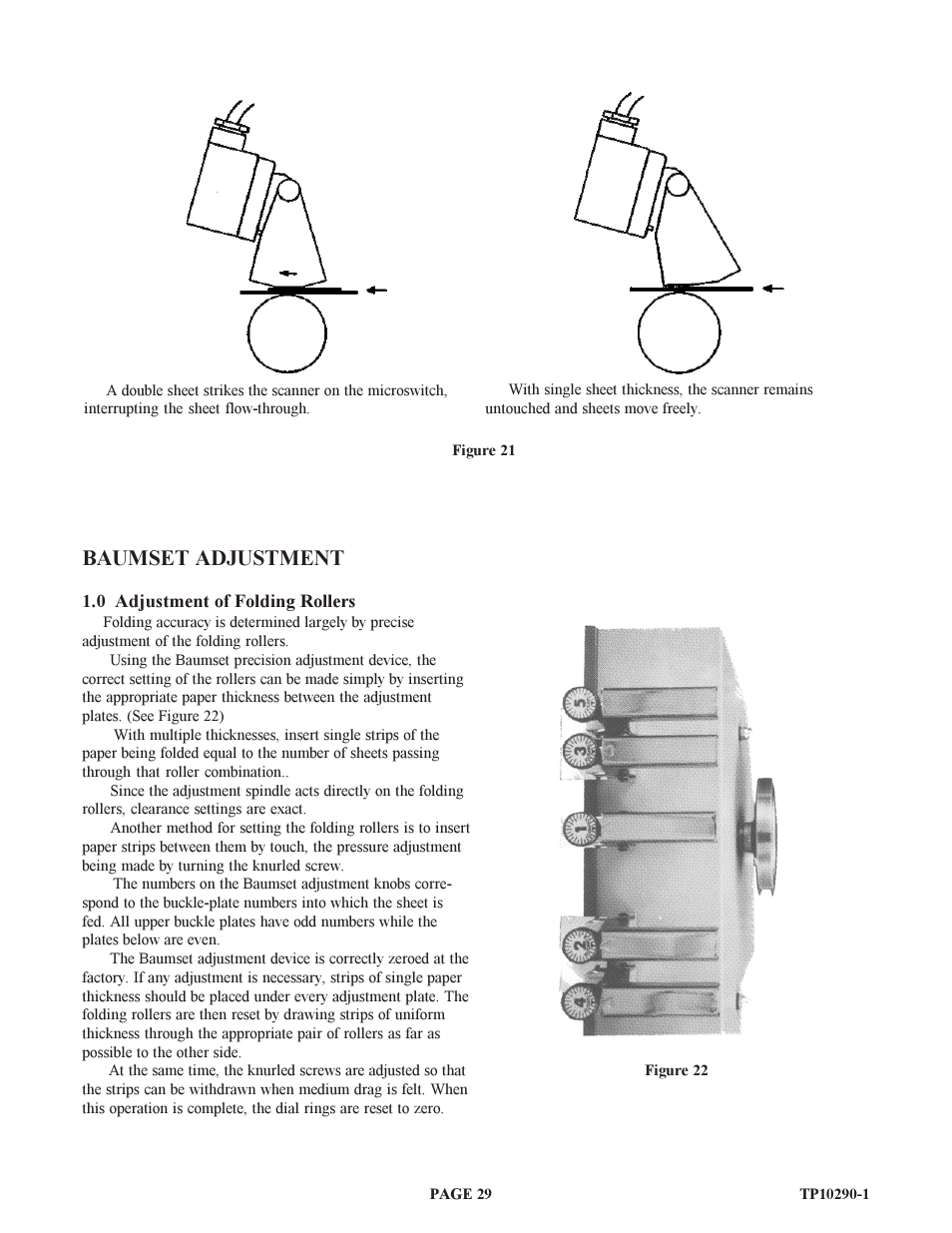 Baumset adjustment | Baumfolder BAUM15: Pile Folder 1st Station (from 1999 thru 2005) User Manual | Page 29 / 50