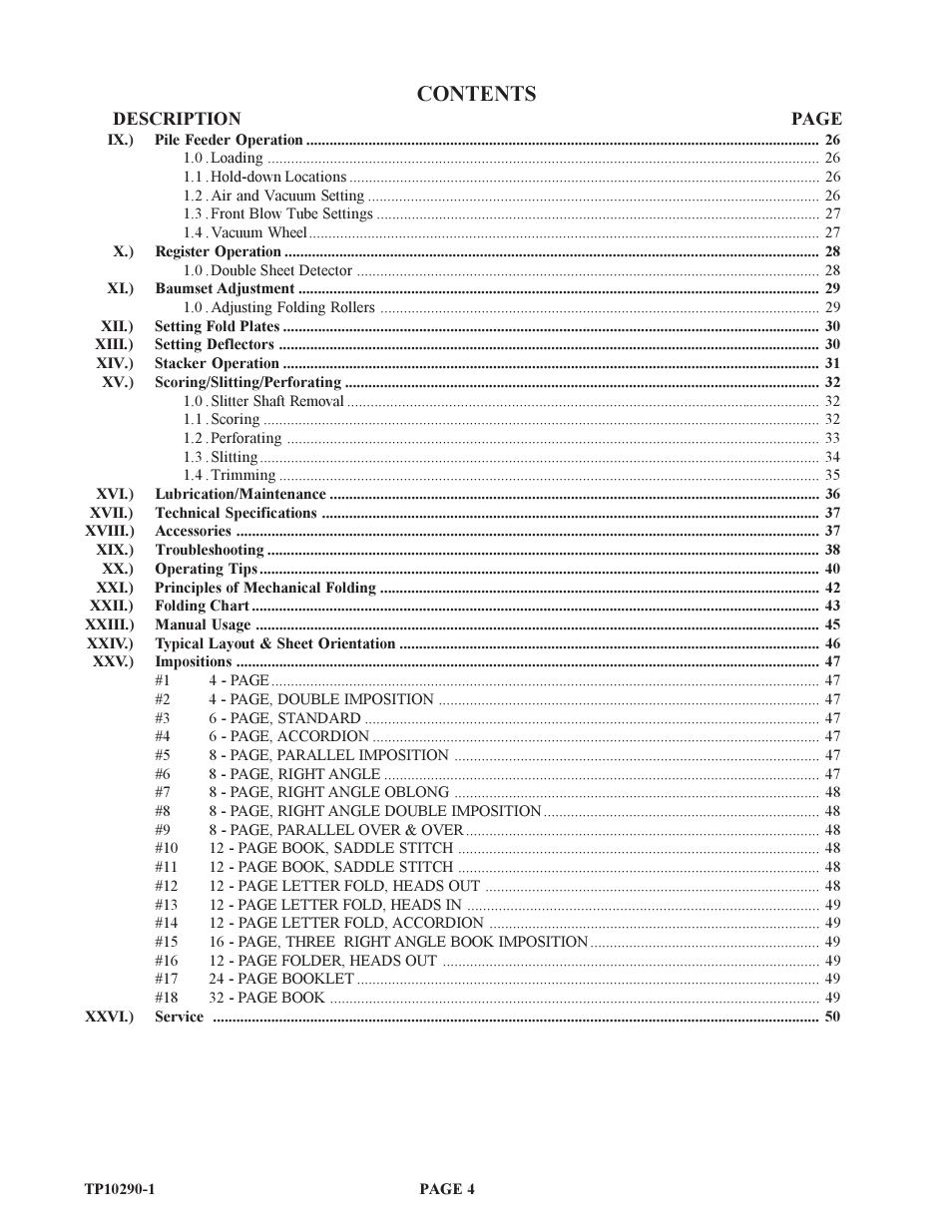 Baumfolder BAUM15: Pile Folder 1st Station (from 1999 thru 2005) User Manual | Page 4 / 50