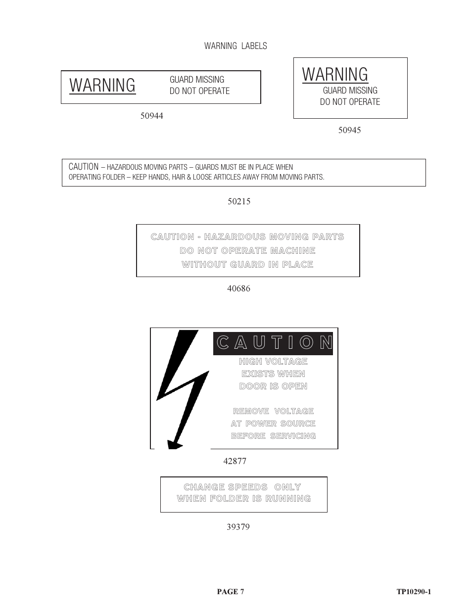 Warning | Baumfolder BAUM15: Pile Folder 1st Station (from 1999 thru 2005) User Manual | Page 7 / 50