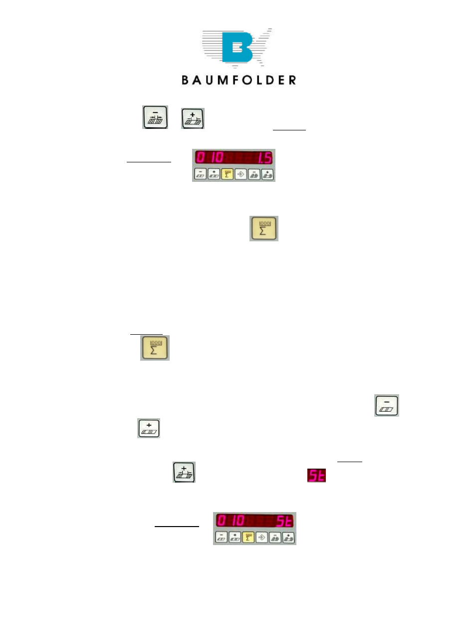 Stop feed | Baumfolder BAUM20: Control Panel User Manual | Page 11 / 12