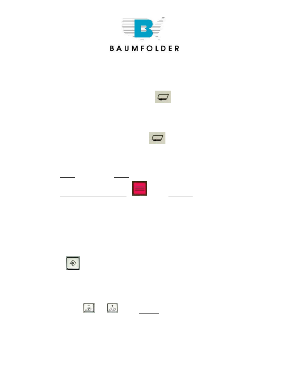 Change speed of folder drive, Machine parameters | Baumfolder BAUM20: Control Panel User Manual | Page 7 / 12
