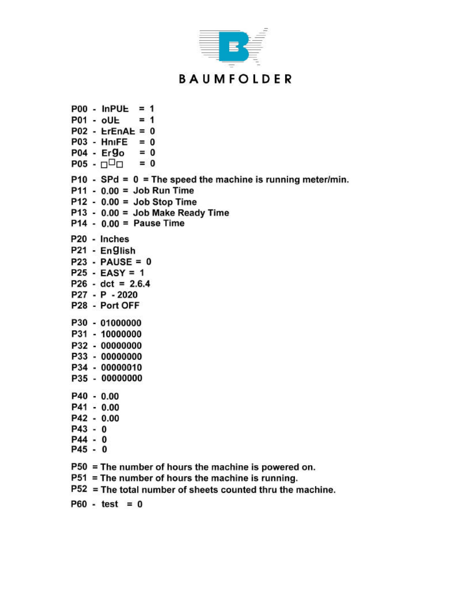 Baumfolder BAUM20: Control Panel User Manual | Page 9 / 12