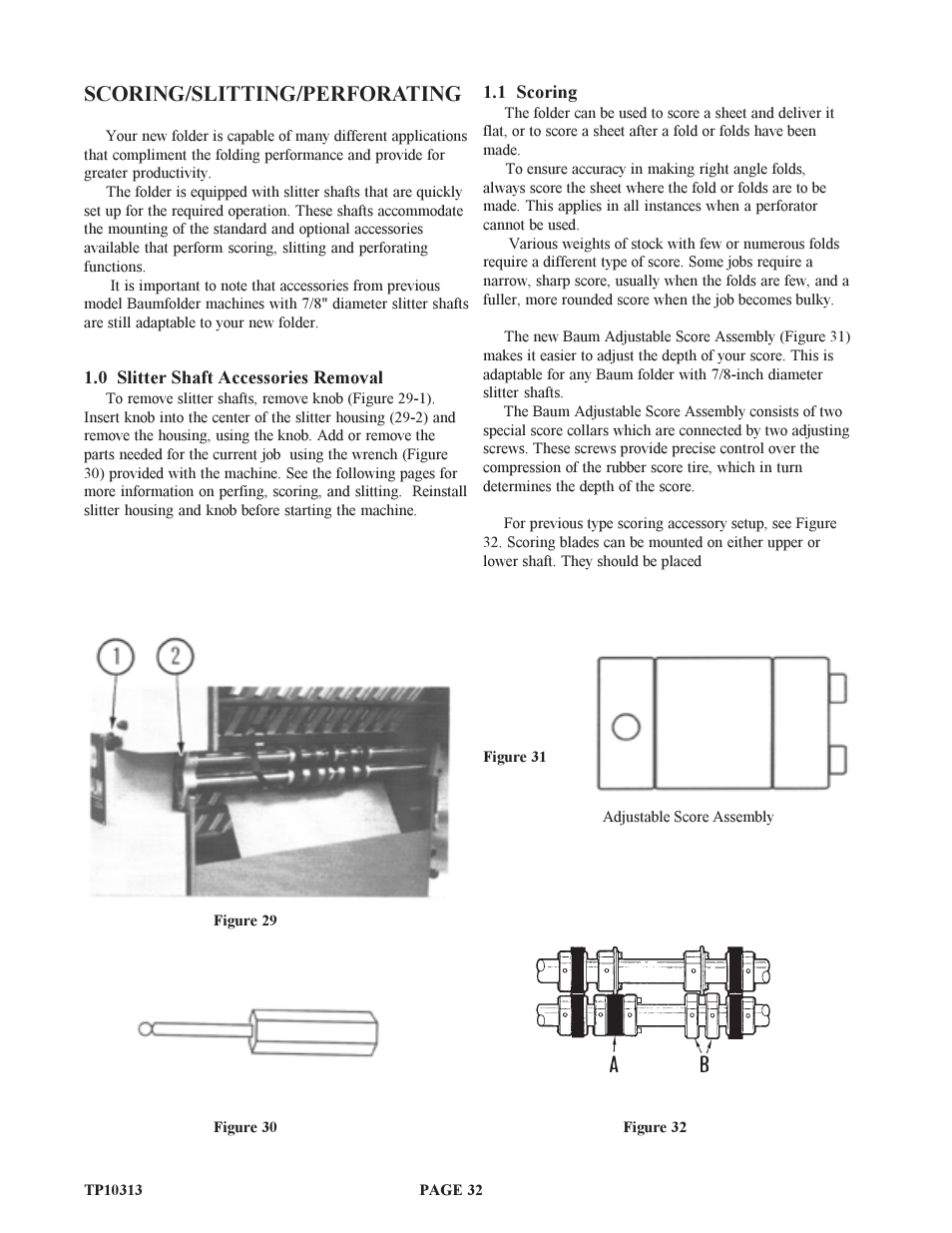 Scoring/slitting/perforating | Baumfolder BAUM18: Pile Folder 1st Station (from 2005 on) User Manual | Page 32 / 50