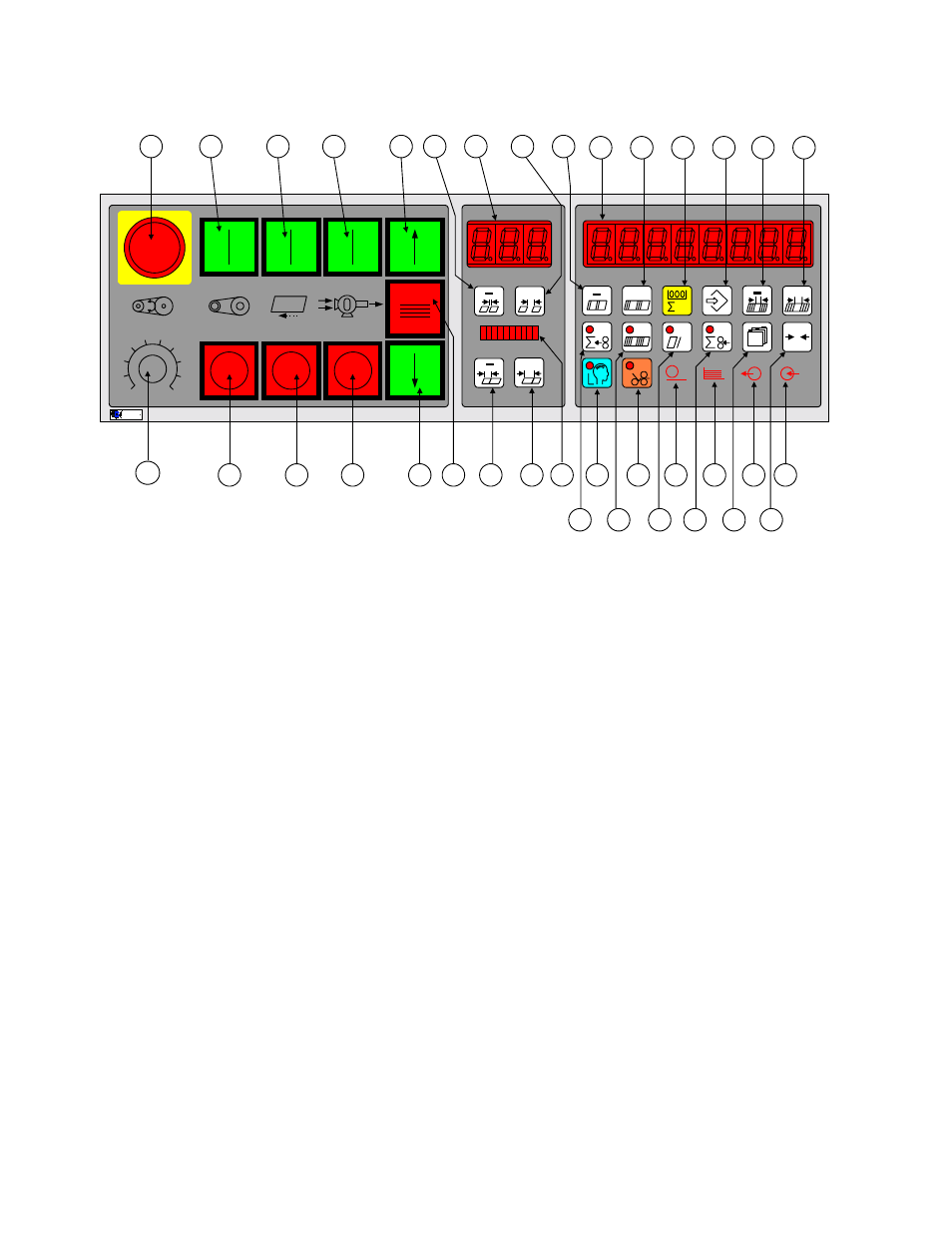 0 control panel ban-5, 1 displays, 2 machine status indicators | 3 machine control pushbuttons, Figure 1. control panel | Baumfolder BAUM18: Pile Folder 1st Station (from 1999 thru 2005) User Manual | Page 11 / 50