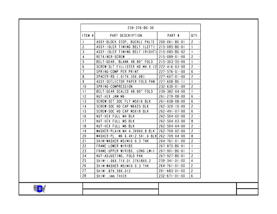 Baum | Baumfolder BAUM20: Pile Folder 1st Station (from mid 2006) - Parts Manual User Manual | Page 23 / 157