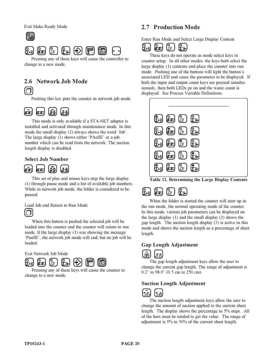 7 production mode, 6 network job mode | Baumfolder BAUM20: Pile Folder 1st Station (from 1999 thru 2001) User Manual | Page 20 / 50