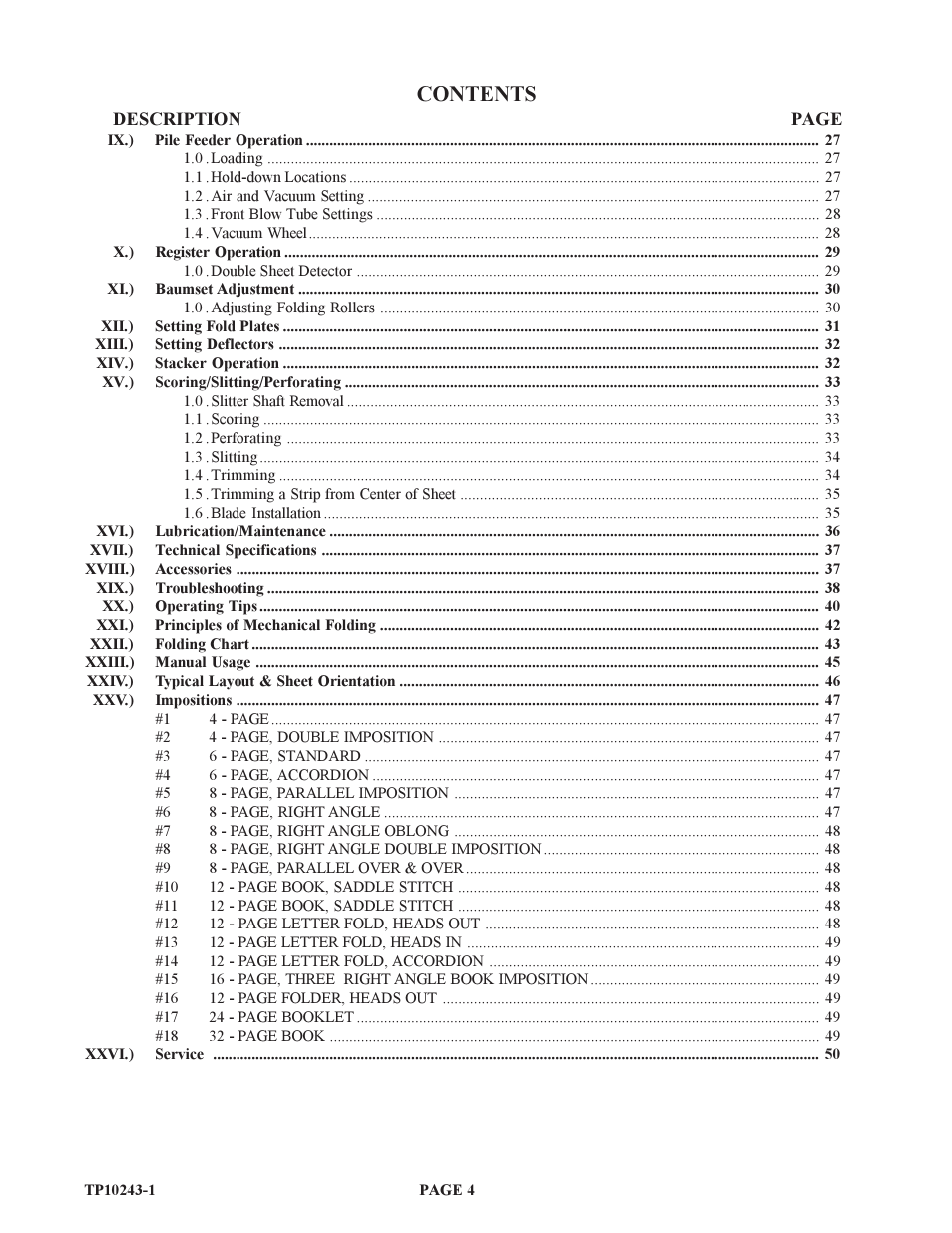 Baumfolder BAUM20: Pile Folder 1st Station (from 1999 thru 2001) User Manual | Page 4 / 50