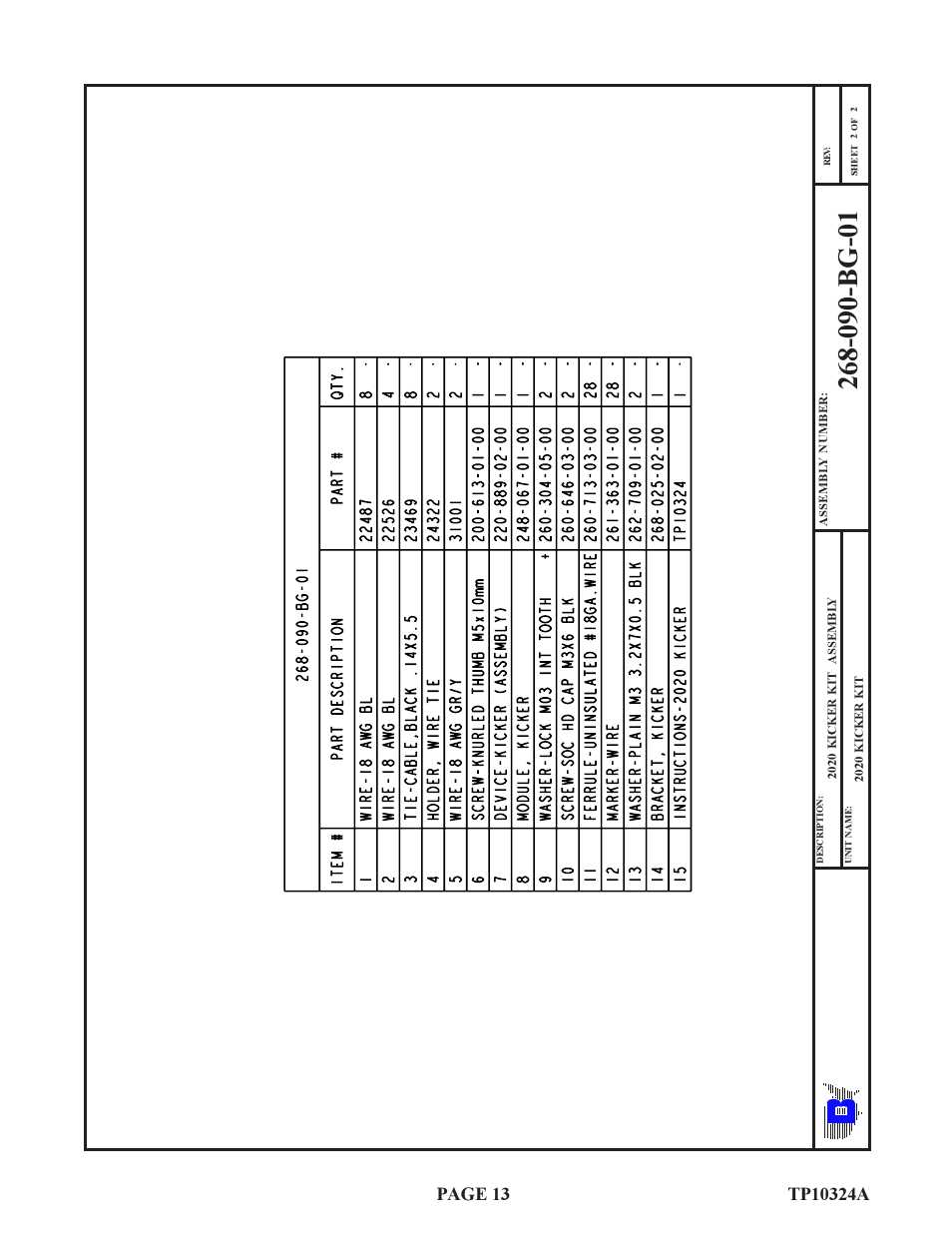 Baumfolder BAUM20: 20 Kicker Assembly Installation User Manual | Page 13 / 15