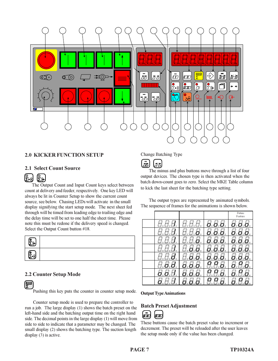 2 counter setup mode, Batch preset adjustment | Baumfolder BAUM20: 20 Kicker Assembly Installation User Manual | Page 7 / 15