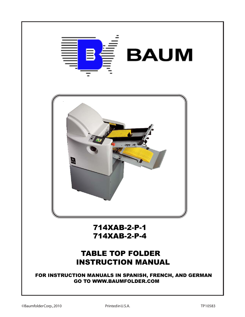 Baumfolder 714XA User Manual | 49 pages