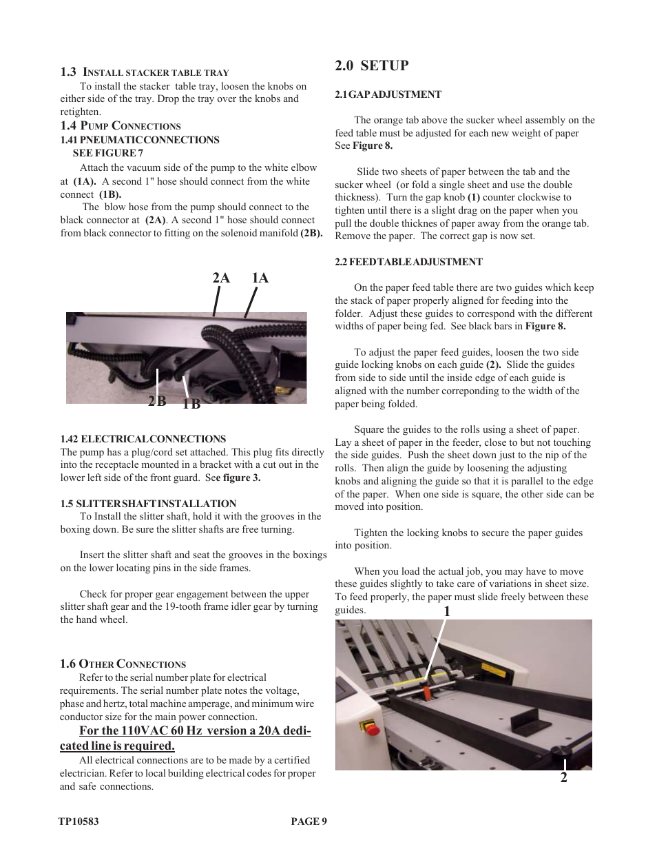 0 setup, 1a 1b 2a 2b | Baumfolder 714XA User Manual | Page 12 / 49