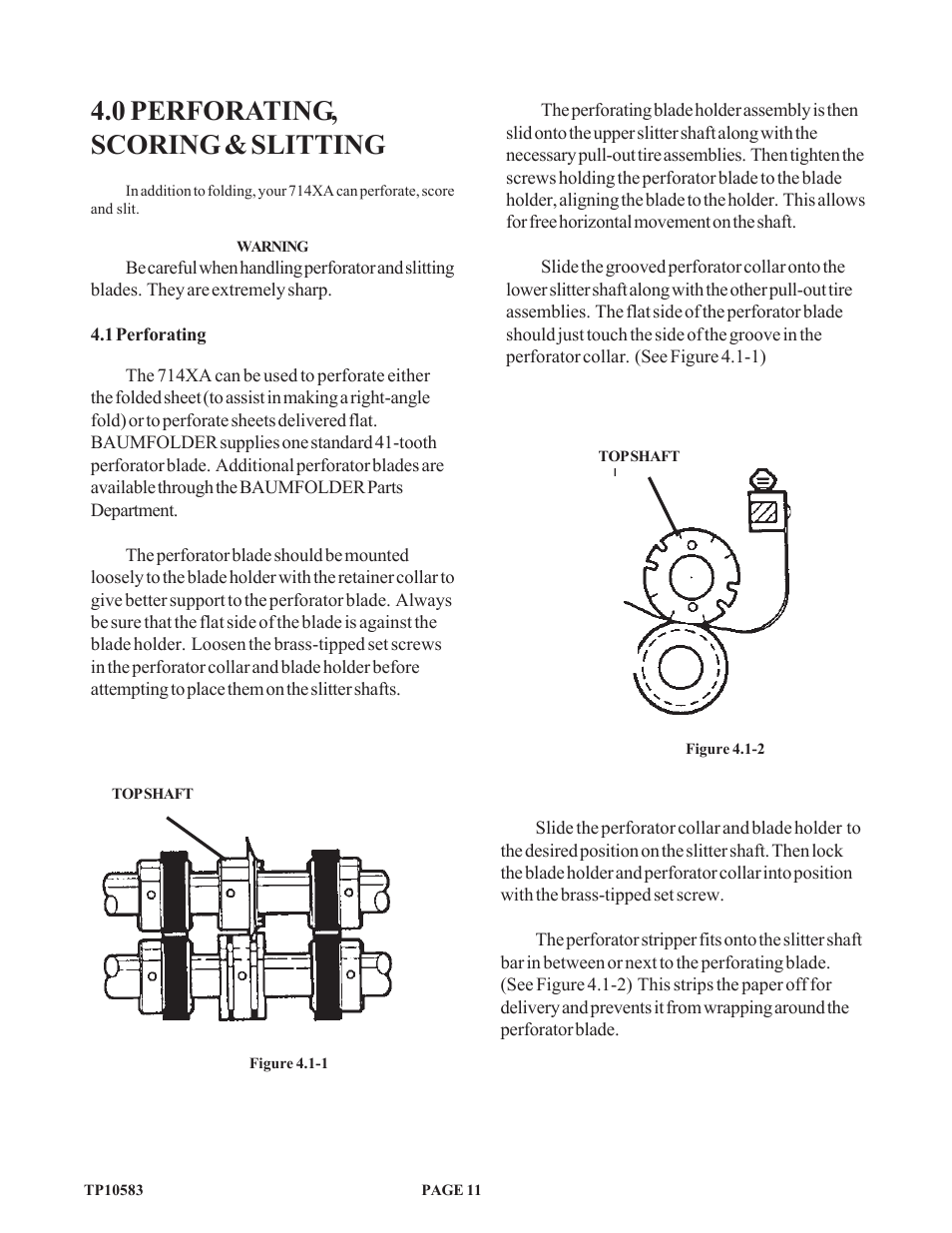 0 perforating, scoring & slitting | Baumfolder 714XA User Manual | Page 14 / 49