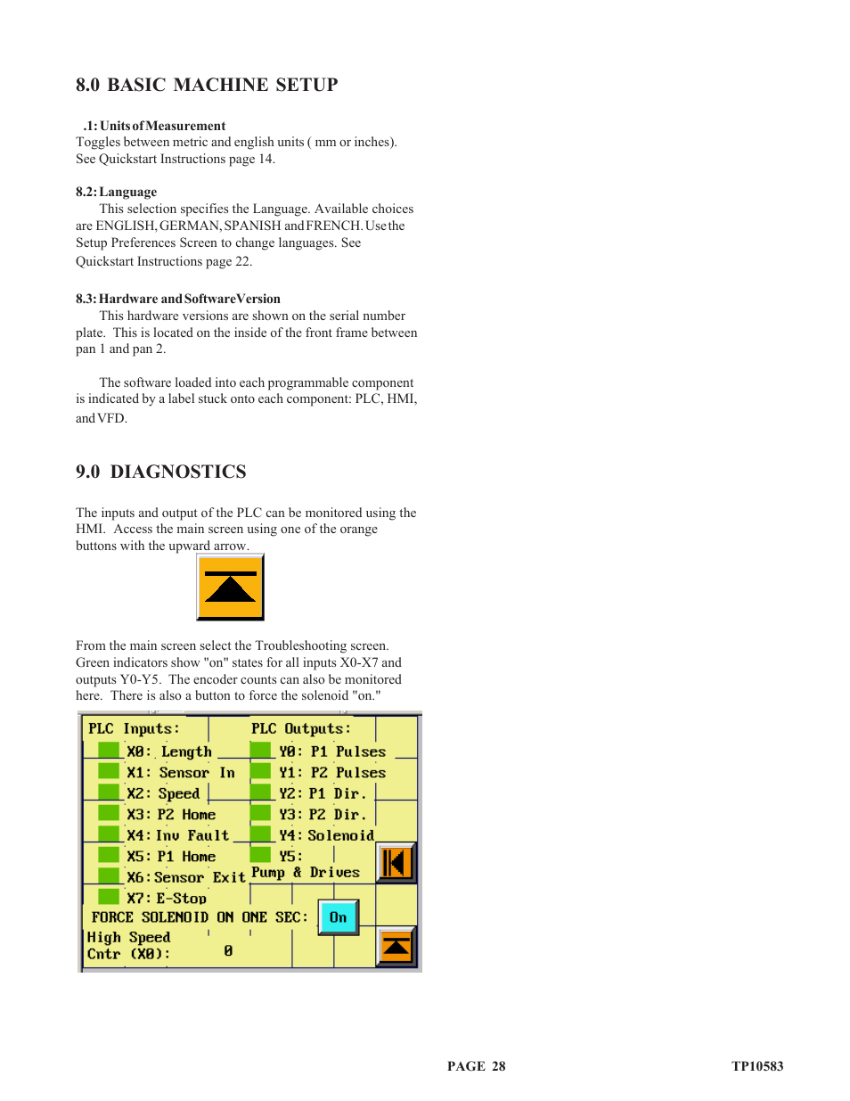 Tp10583c_english_p28, 0 basic machine setup, 0 diagnostics | Baumfolder 714XA User Manual | Page 31 / 49