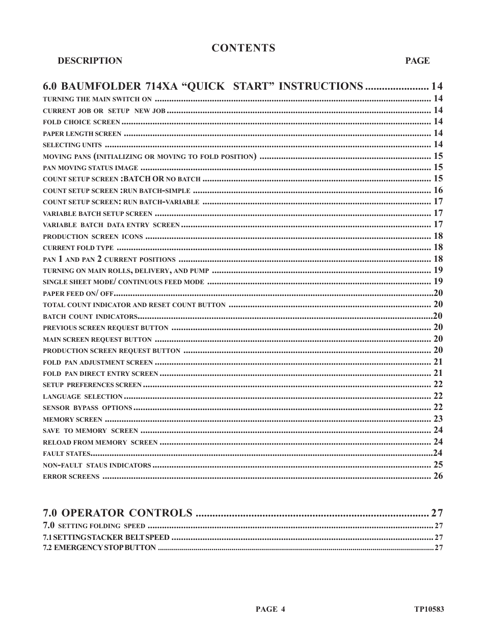 Baumfolder 714XA User Manual | Page 4 / 49