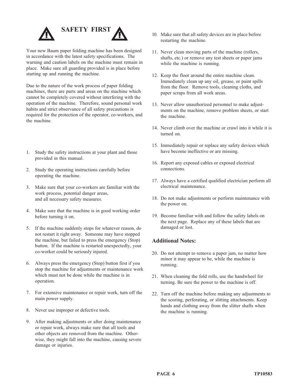 Safety first | Baumfolder 714XA User Manual | Page 6 / 49