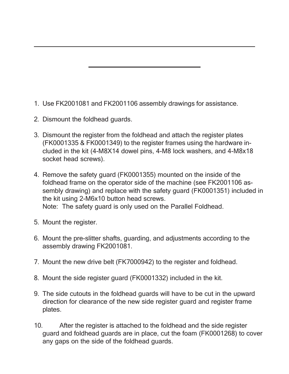 Baumfolder BAUM 26: Pre-slitter kit (early 2004) User Manual | Page 2 / 8