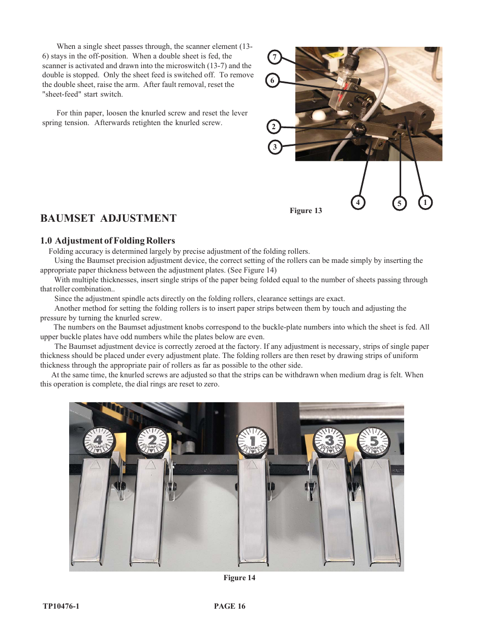 Baumset adjustment | Baumfolder BAUM 26_30: Folder 1st Station Contfeed User Manual | Page 16 / 46
