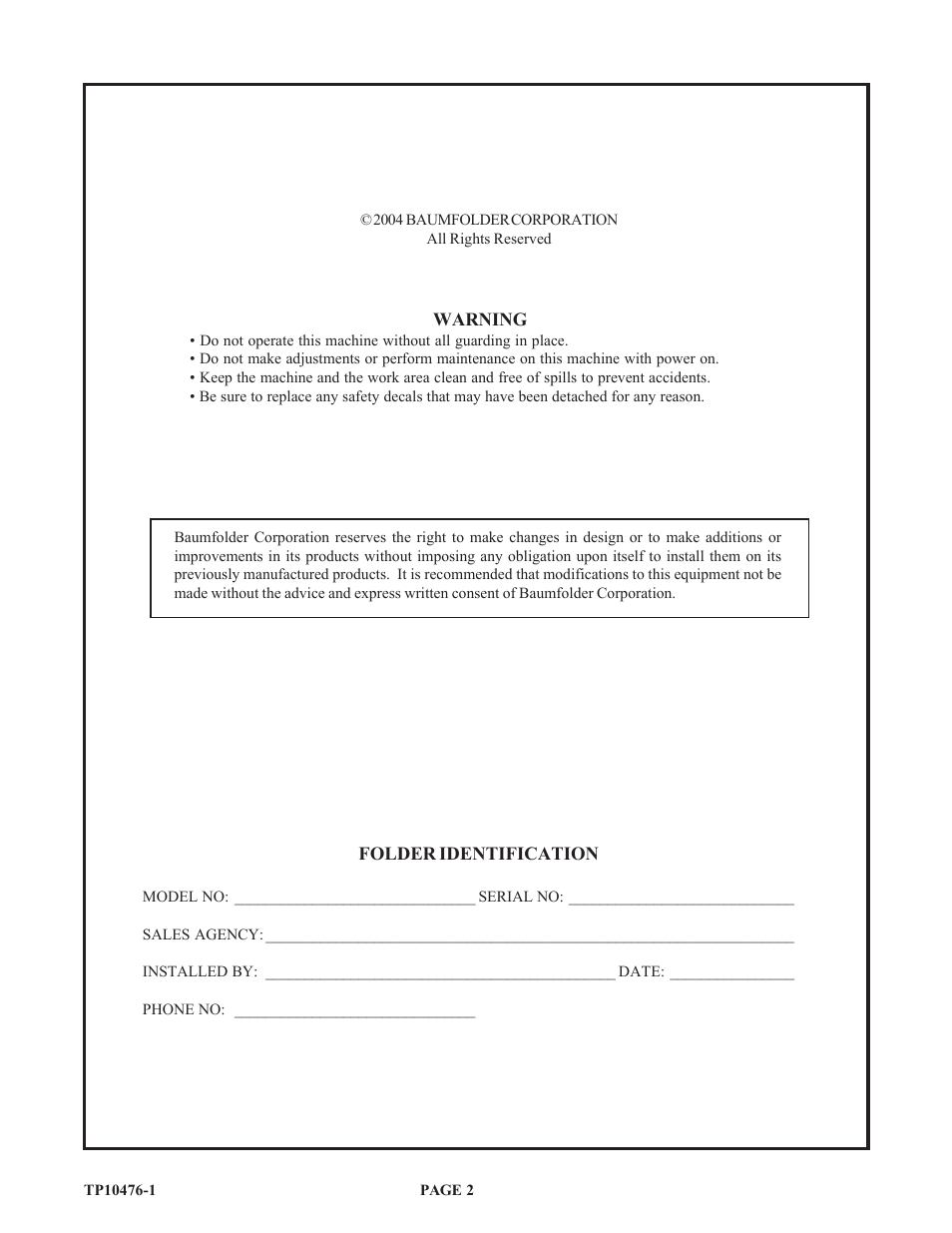 Baumfolder BAUM 26_30: Folder 1st Station Contfeed User Manual | Page 2 / 46