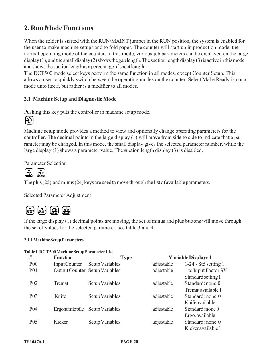 Run mode functions | Baumfolder BAUM 26_30: Folder 1st Station Contfeed User Manual | Page 20 / 46