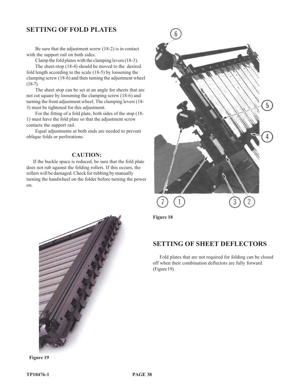 Setting of fold plates, Setting of sheet deflectors | Baumfolder BAUM 26_30: Folder 1st Station Contfeed User Manual | Page 38 / 46