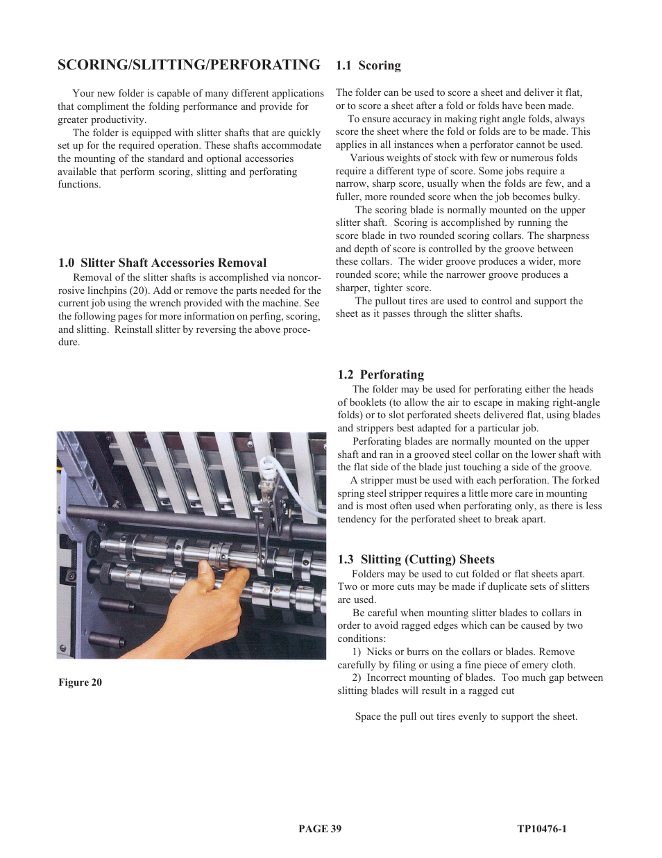 Scoring/slitting/perforating | Baumfolder BAUM 26_30: Folder 1st Station Contfeed User Manual | Page 39 / 46