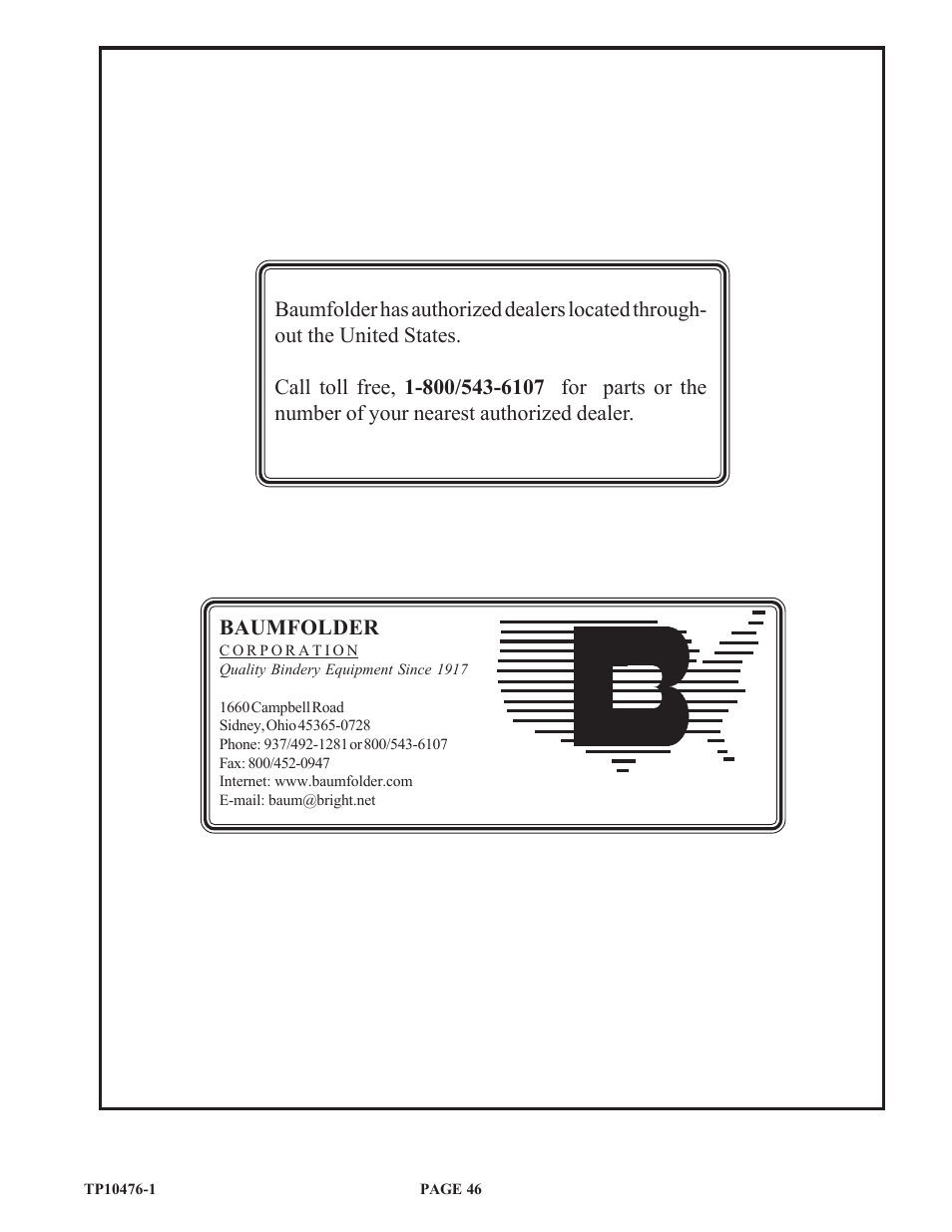 Baumfolder BAUM 26_30: Folder 1st Station Contfeed User Manual | Page 46 / 46