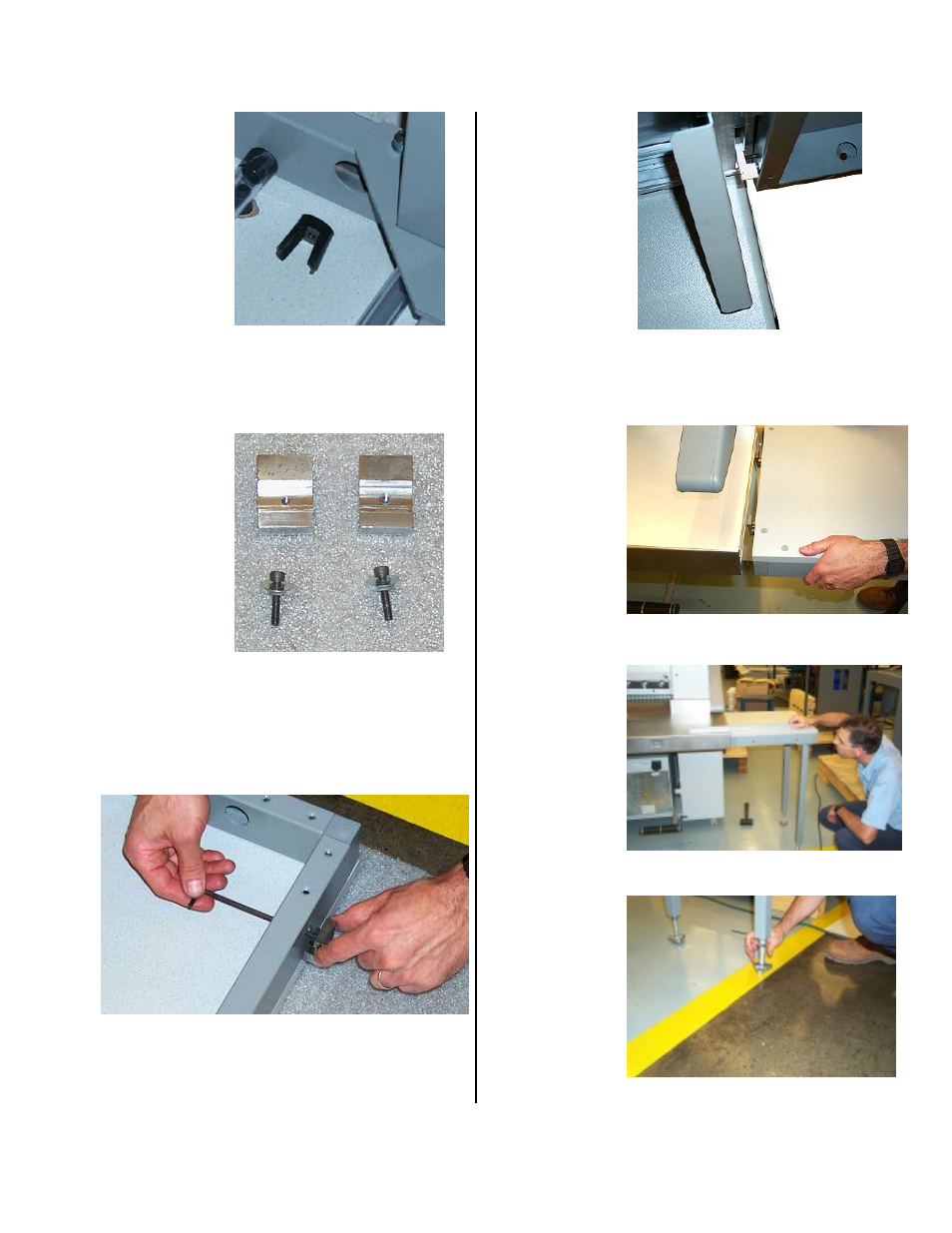 Level table using straight edge, Assemble mounting brackets to table as shown, Align side table with mounting bracket as shown | Baumfolder BaumCut 26.4: side table User Manual | Page 3 / 5