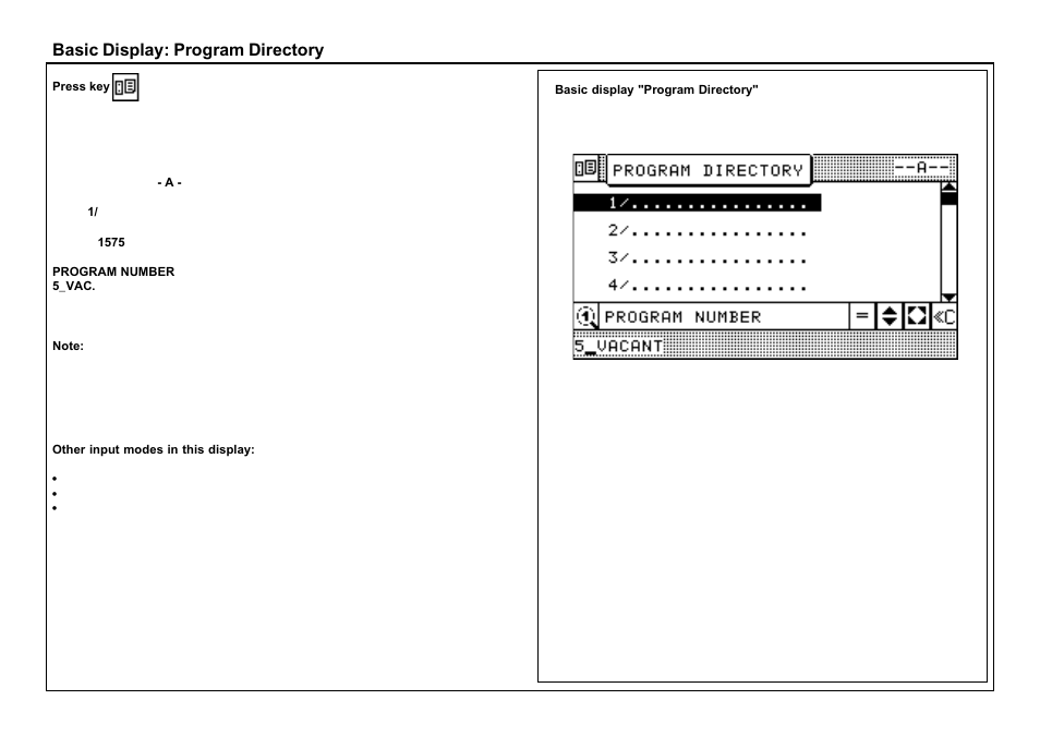 Basic display: program directory | Baumfolder BaumCut 26.4 (For serials 69H1122 thru 76D1132) User Manual | Page 38 / 98
