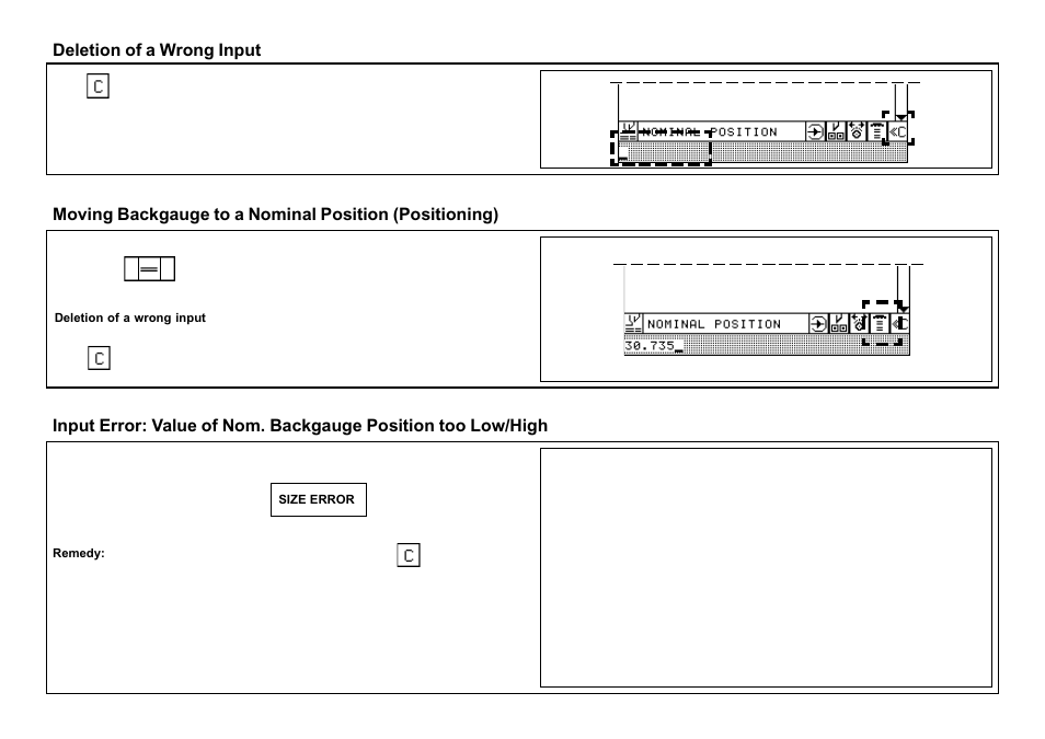 Deletion of a wrong input | Baumfolder BaumCut 26.4 (For serials 69H1122 thru 76D1132) User Manual | Page 42 / 98