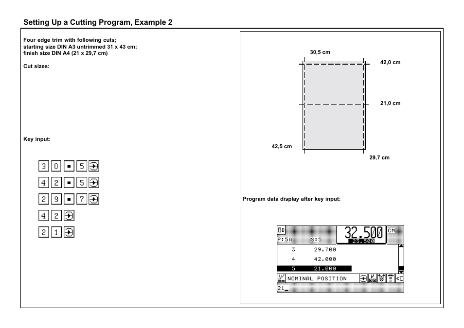Setting up a cutting program, example 2 | Baumfolder BaumCut 26.4 (For serials 69H1122 thru 76D1132) User Manual | Page 48 / 98