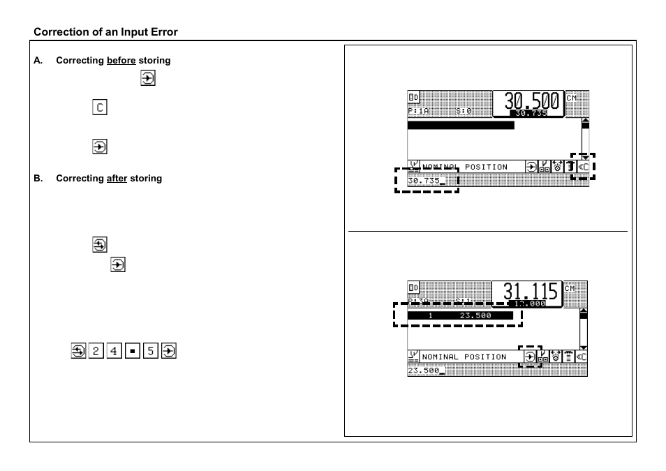 Correction of an input error | Baumfolder BaumCut 26.4 (For serials 69H1122 thru 76D1132) User Manual | Page 49 / 98
