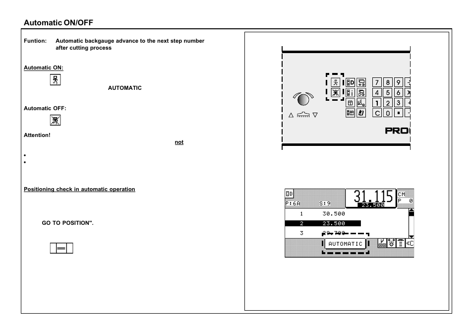Automatic on/off | Baumfolder BaumCut 26.4 (For serials 69H1122 thru 76D1132) User Manual | Page 50 / 98