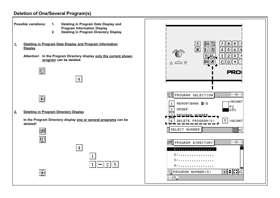 Deletion of one/several program(s) | Baumfolder BaumCut 26.4 (For serials 69H1122 thru 76D1132) User Manual | Page 54 / 98