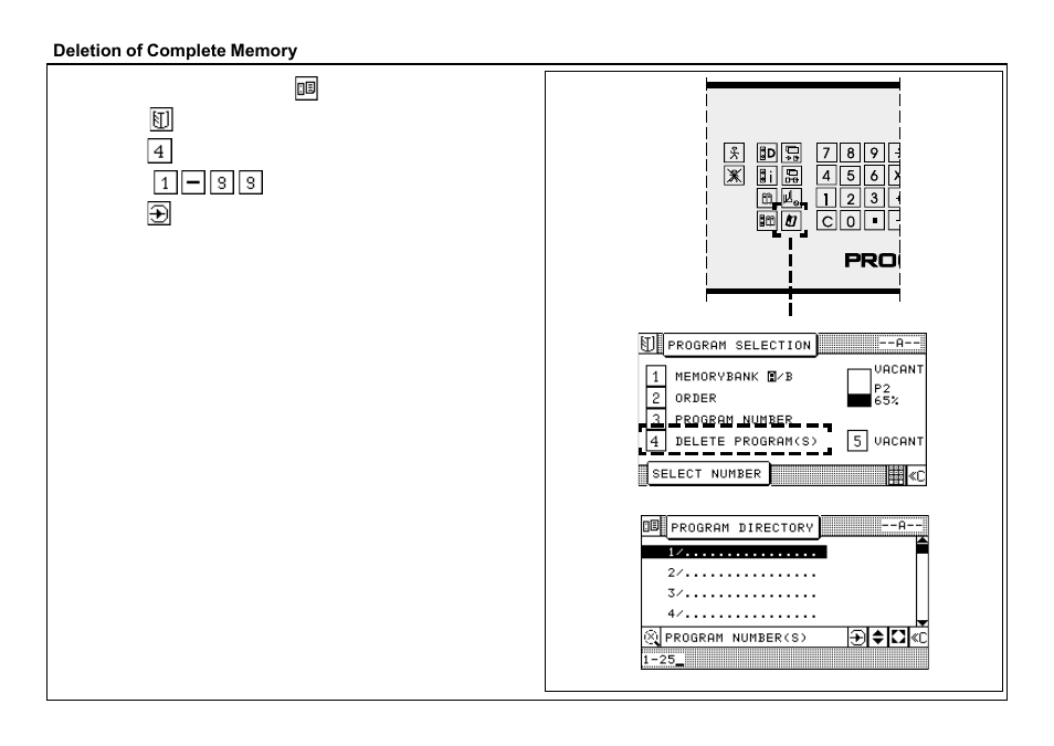 Deletion of complete memory | Baumfolder BaumCut 26.4 (For serials 69H1122 thru 76D1132) User Manual | Page 55 / 98