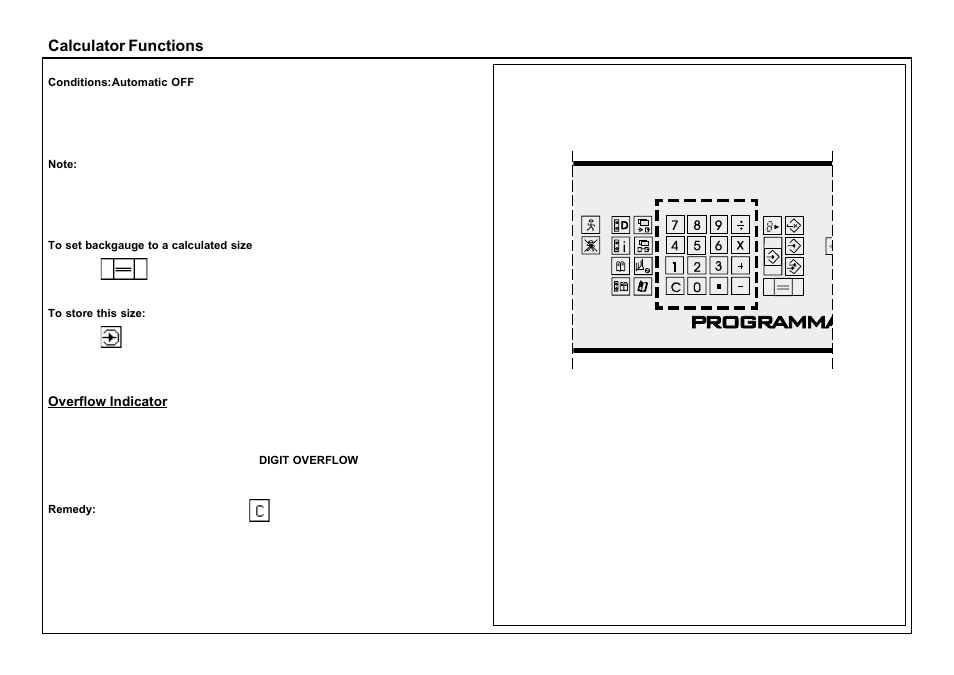 Calculator functions | Baumfolder BaumCut 26.4 (For serials 69H1122 thru 76D1132) User Manual | Page 57 / 98