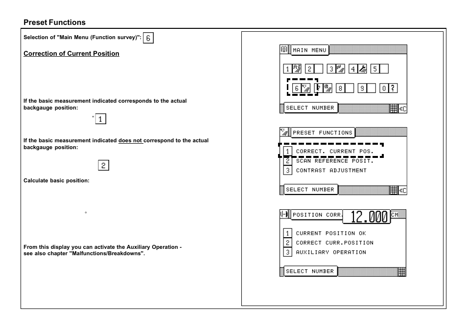 Preset functions | Baumfolder BaumCut 26.4 (For serials 69H1122 thru 76D1132) User Manual | Page 65 / 98