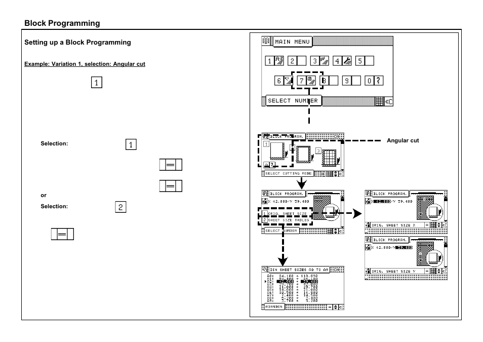 Block programming | Baumfolder BaumCut 26.4 (For serials 69H1122 thru 76D1132) User Manual | Page 69 / 98