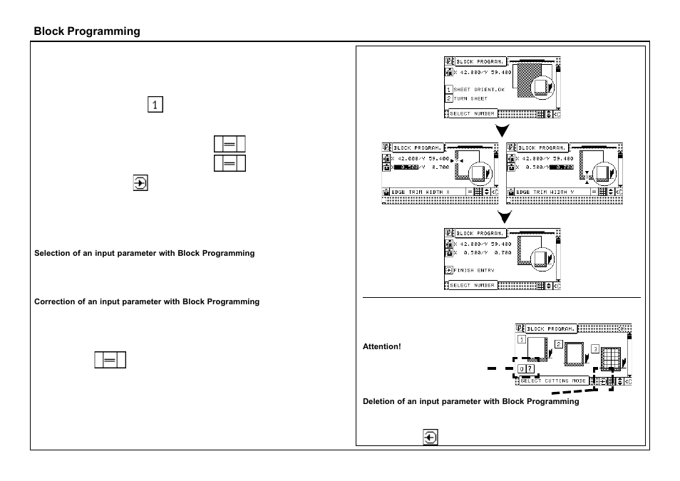 Block programming | Baumfolder BaumCut 26.4 (For serials 69H1122 thru 76D1132) User Manual | Page 70 / 98