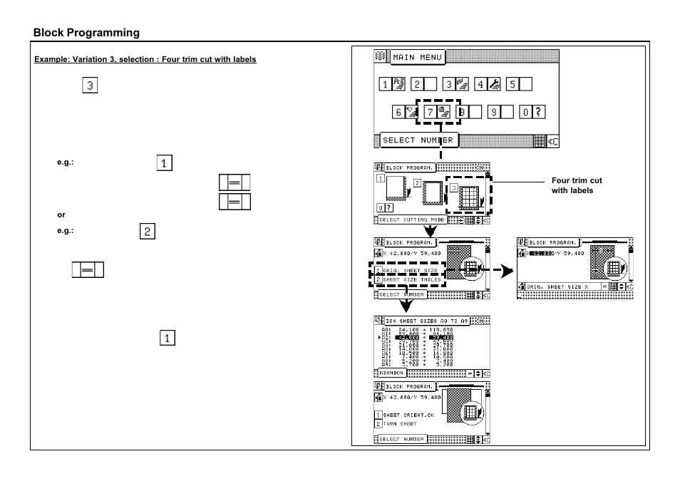 Block programming | Baumfolder BaumCut 26.4 (For serials 69H1122 thru 76D1132) User Manual | Page 72 / 98