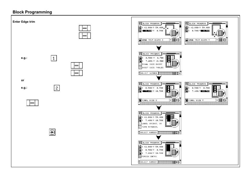 Block programming | Baumfolder BaumCut 26.4 (For serials 69H1122 thru 76D1132) User Manual | Page 73 / 98