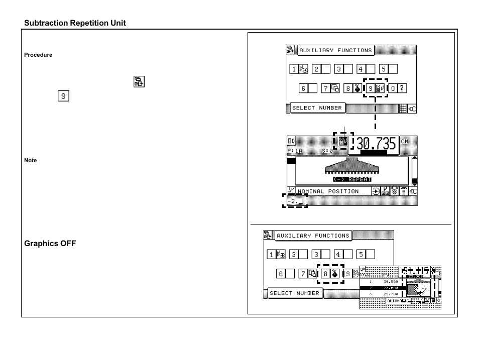 Subtraction repetition unit, Graphics off | Baumfolder BaumCut 26.4 (For serials 69H1122 thru 76D1132) User Manual | Page 81 / 98