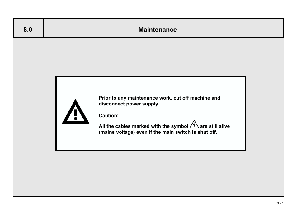 Maintenance, 0 maintenance | Baumfolder BaumCut 26.4 (For serials 69H1122 thru 76D1132) User Manual | Page 95 / 98