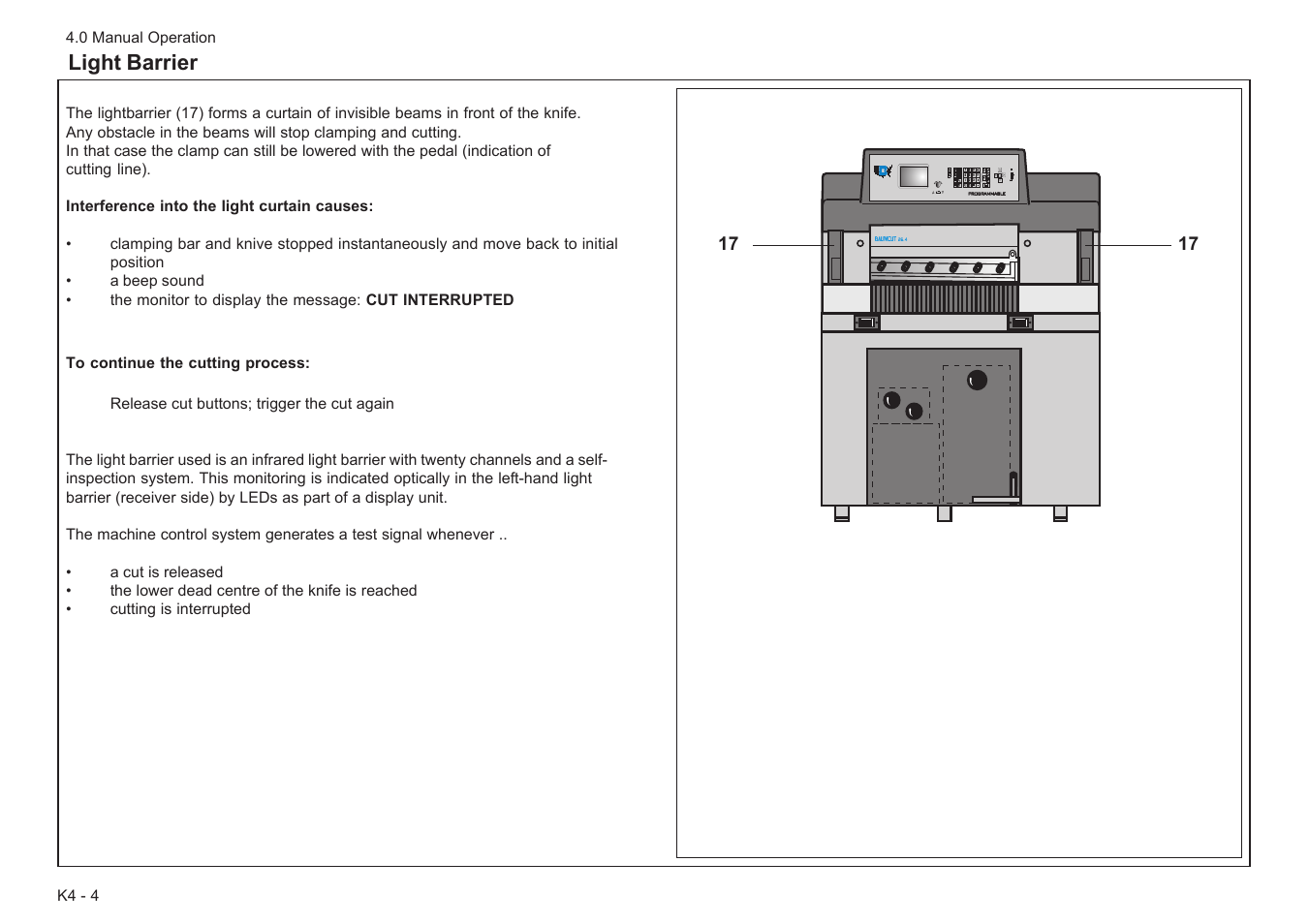 Light barrier | Baumfolder BaumCut 26.4 (For serials 78D1001 thru 78D1100) User Manual | Page 32 / 104