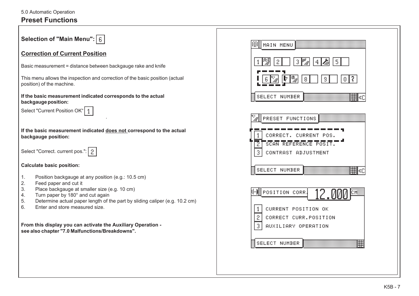 Preset functions | Baumfolder BaumCut 26.4 (For serials 78D1001 thru 78D1100) User Manual | Page 67 / 104