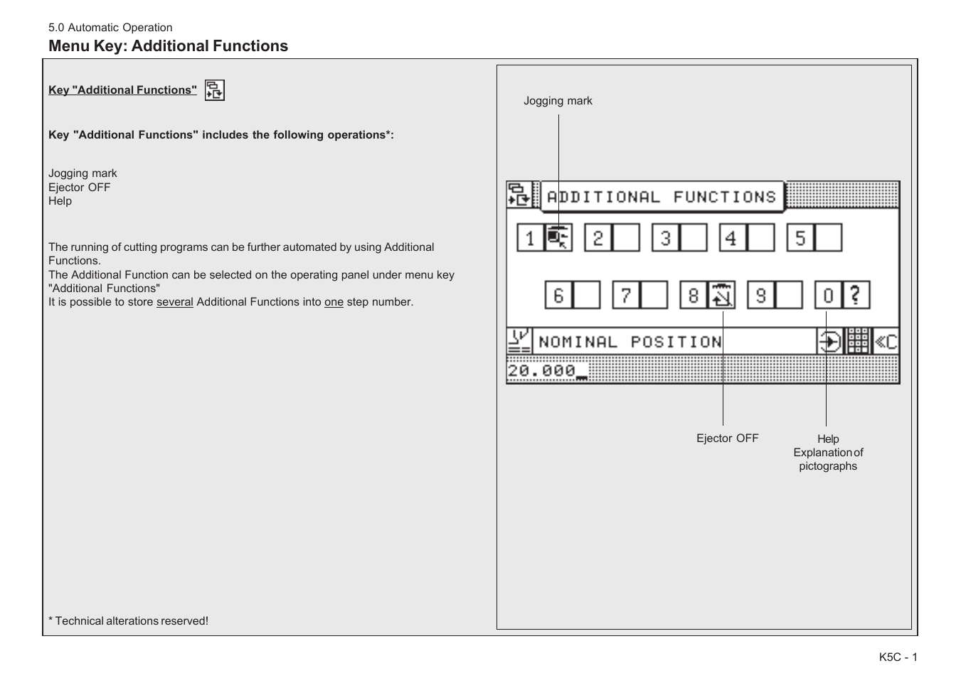 Menu key: additional functions | Baumfolder BaumCut 26.4 (For serials 78D1001 thru 78D1100) User Manual | Page 79 / 104