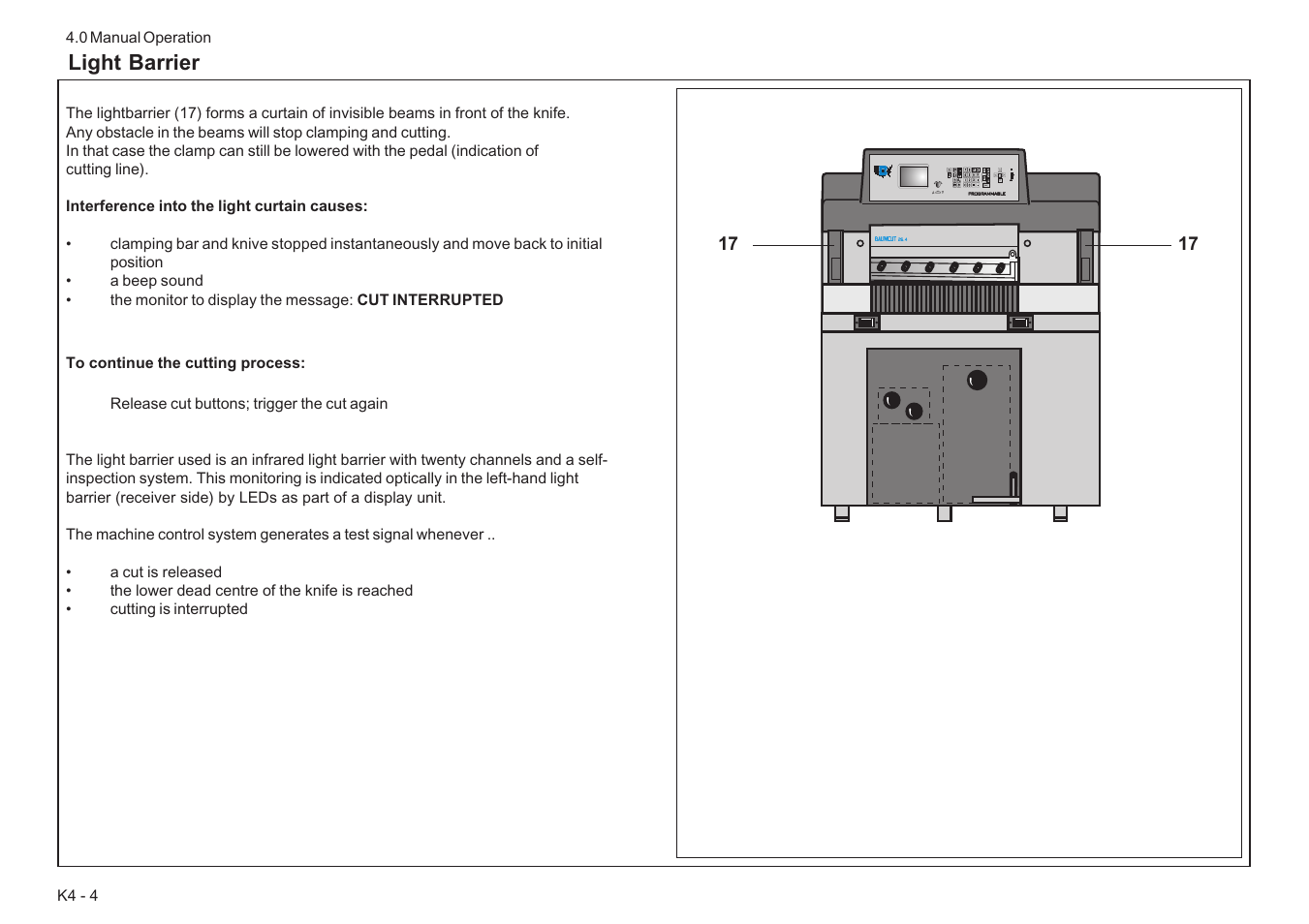 Light barrier | Baumfolder BaumCut 26.4 (For serials 78D1101 thru current) User Manual | Page 32 / 104